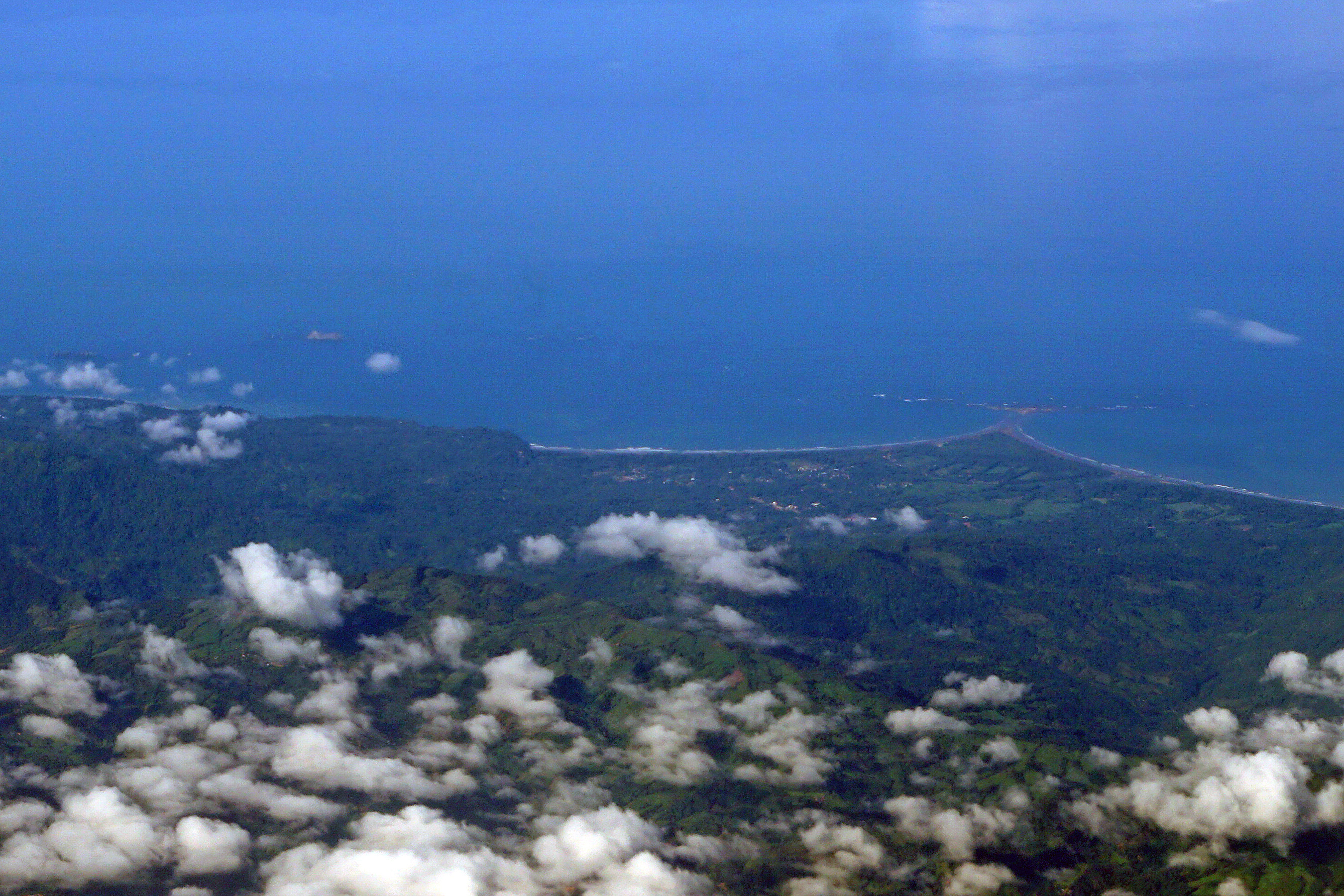 The Whale Tail sandbar at Punta Uvita seen from a plane